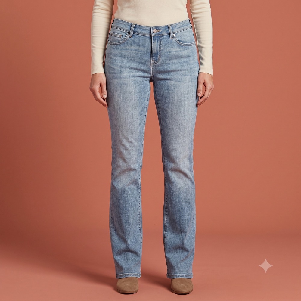 Liz Claiborne Women's 8‎ Long Stretch Bootcut Jeans Light Wash Denim 8L EUC